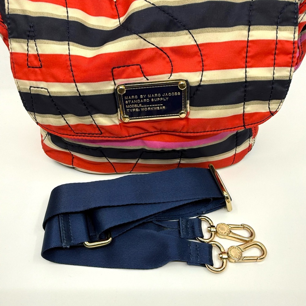 Marc Jacobs Workwear 2 Way Bag Nylon Stripes Preppy - Picture 6 of 11